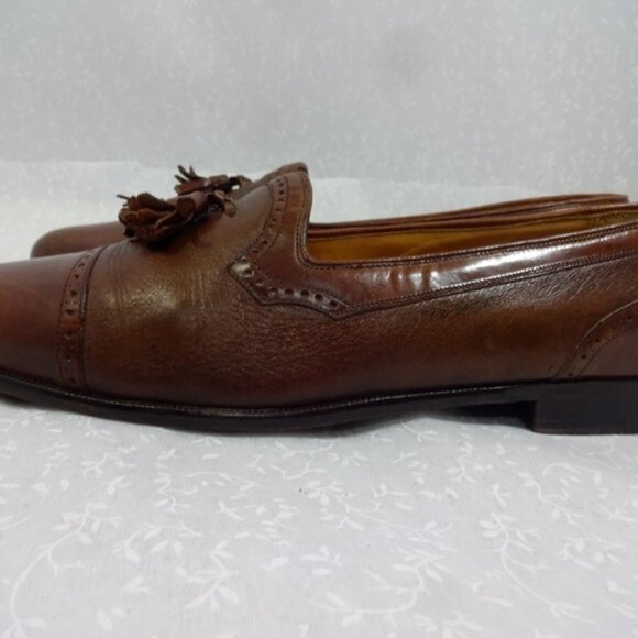 Peter Huber Mens Size 11 B US Brown Leather Tasseled Loafers Dress Shoes 6404 - Picture 1 of 9